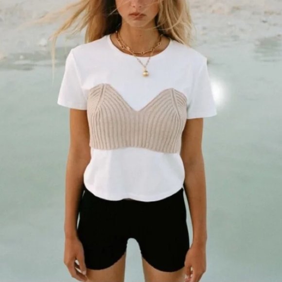NWT - Zara Combination Knit & T-Shirt Top